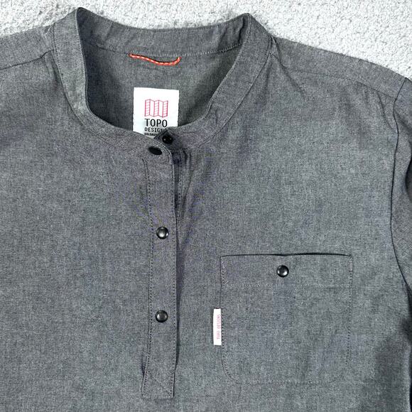 Topo Designs Tunic Popover Shirt Long Sleeve Women’s Medium Charcoal Gray Casual - Picture 4 of 11